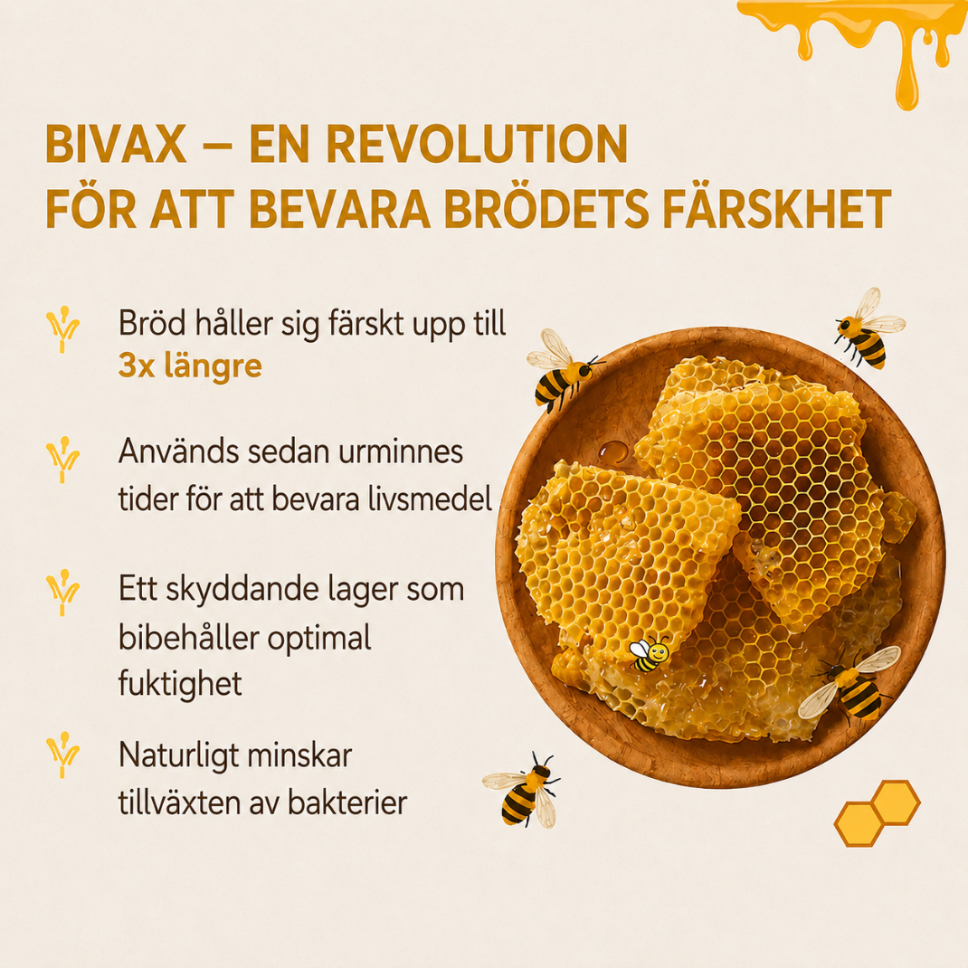 Premium Beralen-påsar av bivax och 100 % bomull — tvättbara, naturliga och utformade för att hålla ditt bröd färskt längre.
